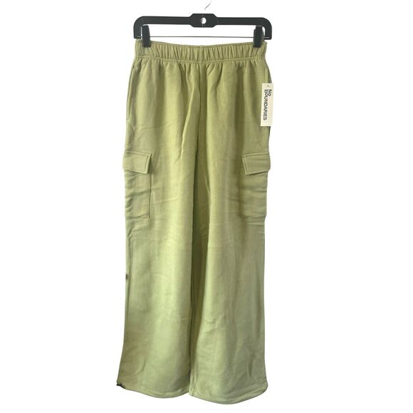 No Boundaries Womens Soft Fleece Cargo Jogger Sweatpants Barely Lime XS 0-2 - Picture 1 of 7